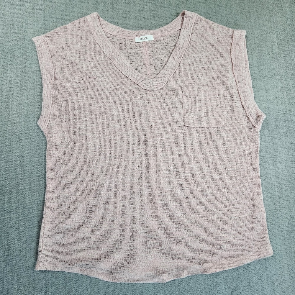 Cherish Womens Shirt Small Orange Femenine Chic Short Sleeve Sz Small
